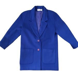 Braefair Vintage Royal Blue 💯% Pure Wool Coat Sz 9/10 ILGWU